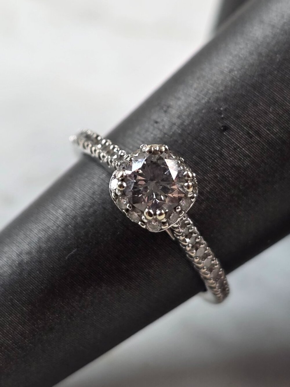 Womens Estate 14k White Gold Lab Diamond Ring 2.6g #E5756
